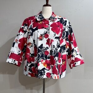 Plus Size Coldwater Creek Floral Print 3/4 sleeve Jacket – 20W